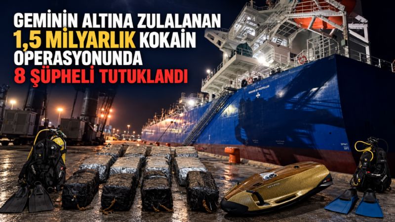 Geminin altına zulalanan 1,5 milyarlık kokain operasyonunda 8 şüpheli tutuklandı