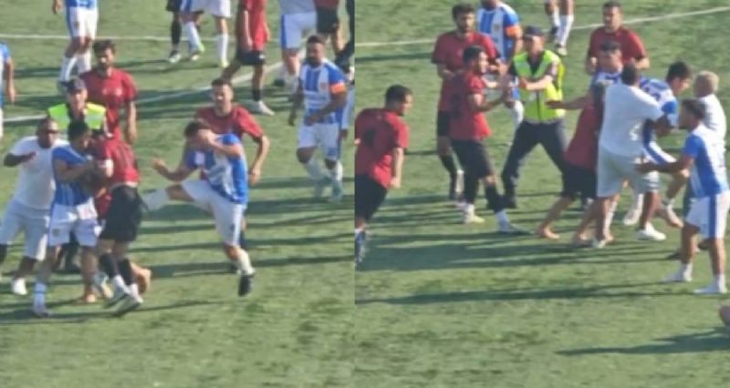 Futbol maçındaki kavga kameraya yansıdı